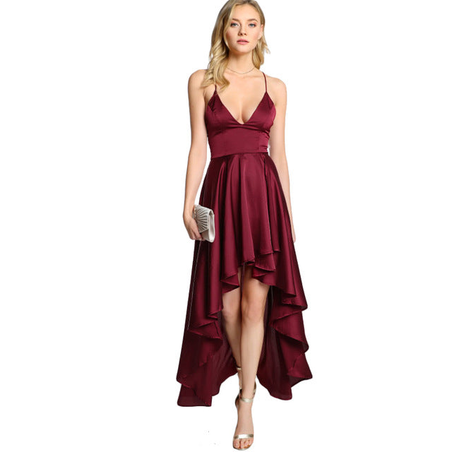 Party Dress Deep V Neck Spaghetti Strap Sleeveless