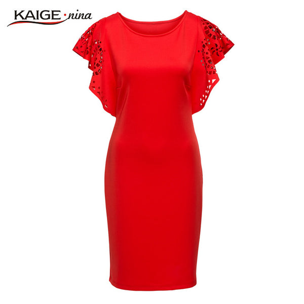 Women Autumn  Fashion Dress Office Day Work Hollow