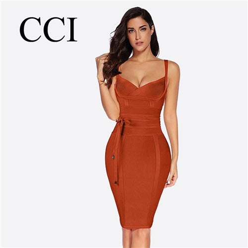 CCI Bandage Dress Sashes Tank Strap Skinny