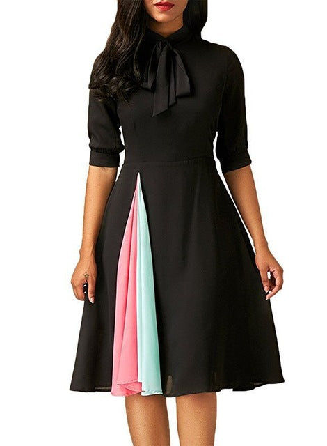 Spring Office Lady Dress Vintage Style A Line