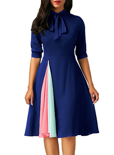 Spring Office Lady Dress Vintage Style A Line