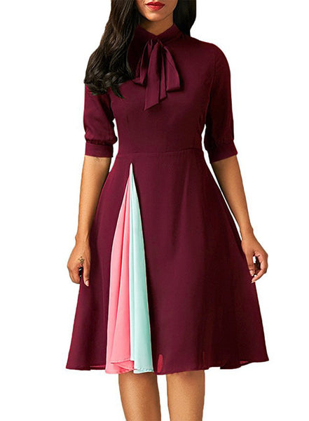 Spring Office Lady Dress Vintage Style A Line