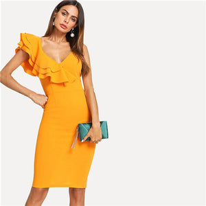 SHEIN Sleeveless Ruffle Layered Flounce Trim Split