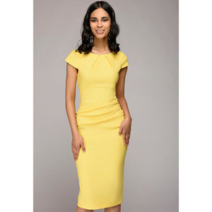 Summer 2018 Dress Women Solid Slim dress Short Sleeve Office Business Dress Elegant Sheath Party Vestidos