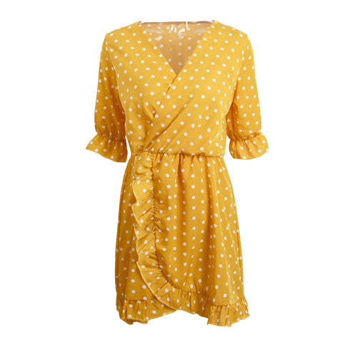 GUMPRUN Polka Dot Print Elagant Red Dress