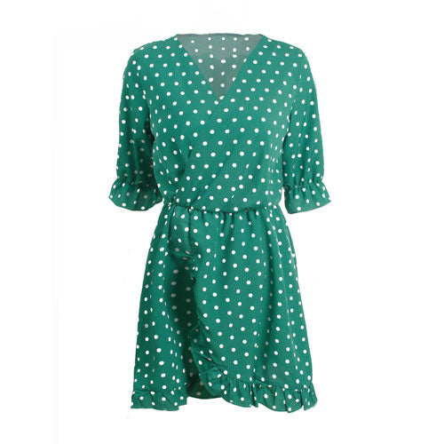 GUMPRUN Polka Dot Print Elagant Red Dress