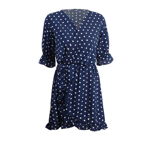 GUMPRUN Polka Dot Print Elagant Red Dress