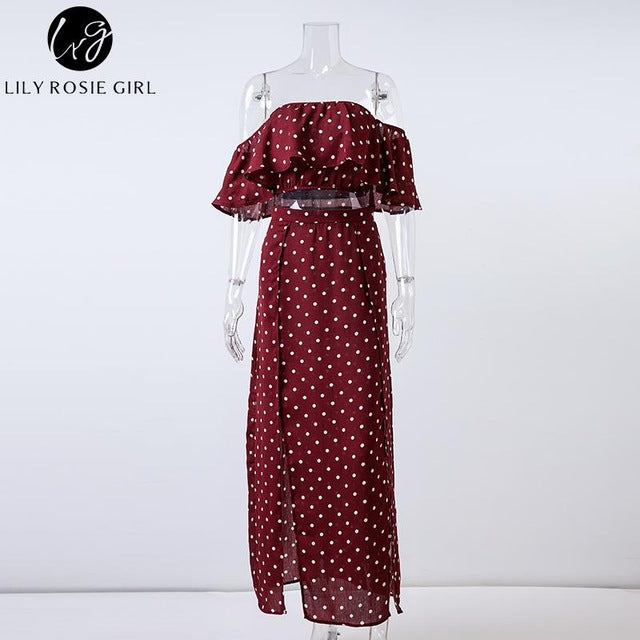 Lily Rosie Girl Women 2018 Off Shoulder Red Vintage
