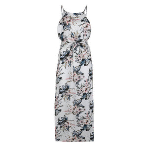 Boho Floral Print Straps Long Dress Women Sexy