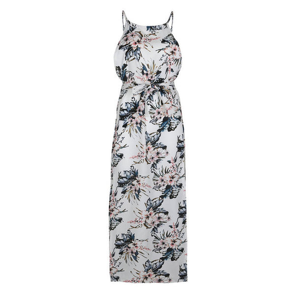 Boho Floral Print Straps Long Dress Women Sexy