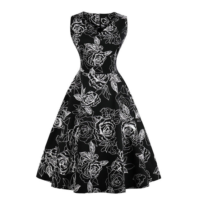 ShejoinSheenjoy Summer Hepburn Retro Floral Print