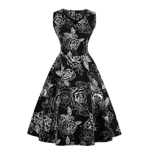 ShejoinSheenjoy Summer Hepburn Retro Floral Print