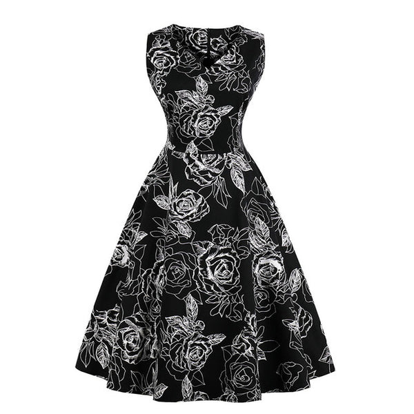 ShejoinSheenjoy Summer Hepburn Retro Floral Print