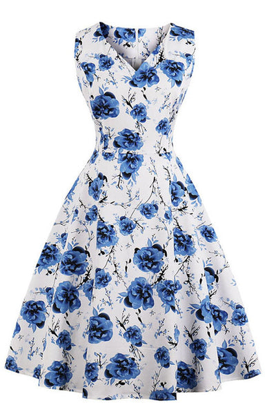 ShejoinSheenjoy Summer Hepburn Retro Floral Print