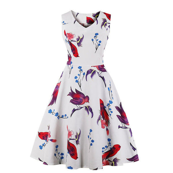 ShejoinSheenjoy Summer Hepburn Retro Floral Print