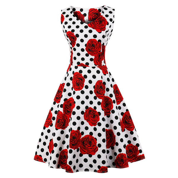 ShejoinSheenjoy Summer Hepburn Retro Floral Print