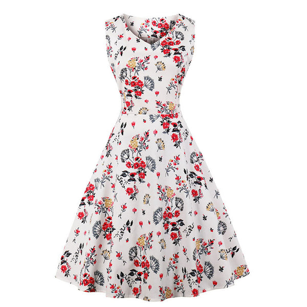 ShejoinSheenjoy Summer Hepburn Retro Floral Print