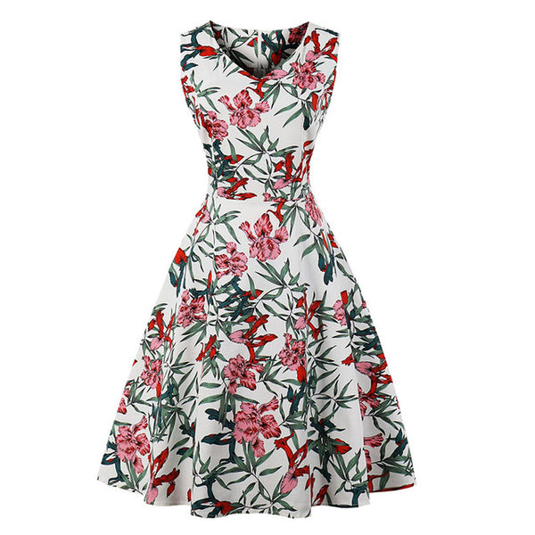 ShejoinSheenjoy Summer Hepburn Retro Floral Print